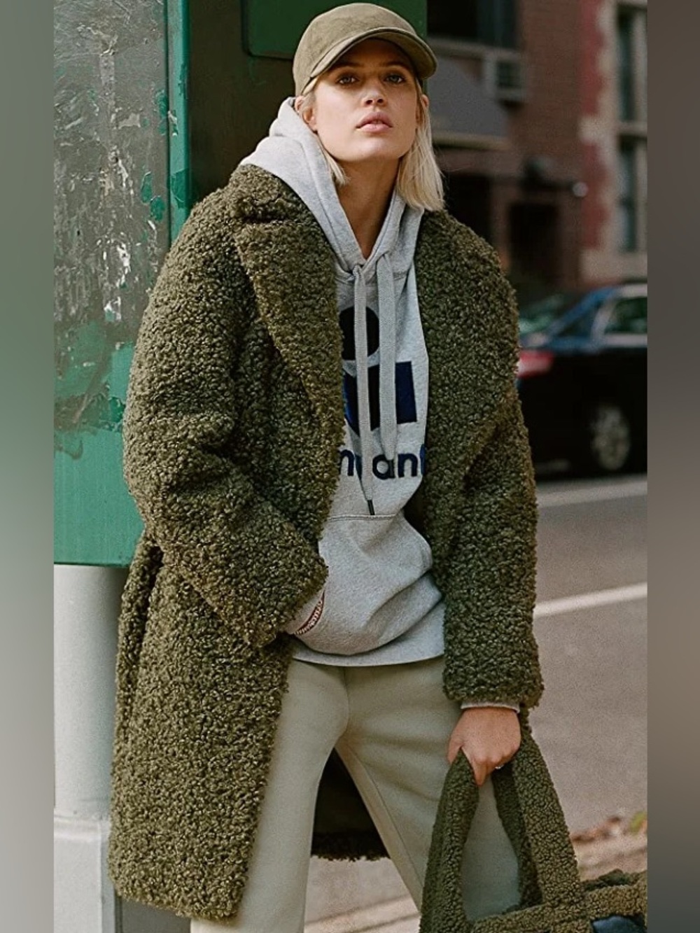 Stand Studio Camille Coccoon coat in Army Green size US 6